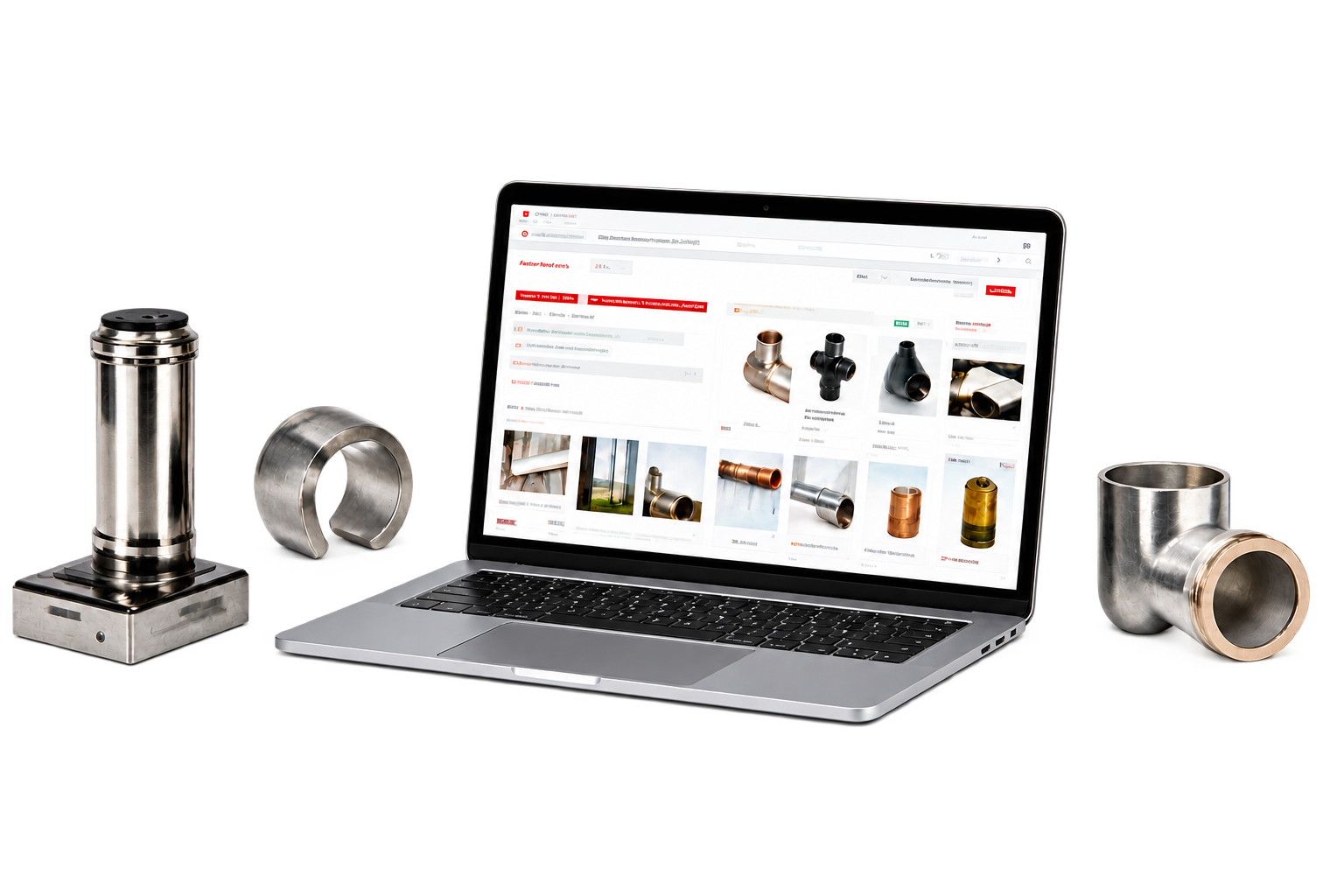 HENITOM online shop shown on a laptop with chimney components